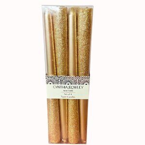 Holiday Gold Glitter Taper Candles Two Tone Set Of 8 Sparkle By Cynthia Rowley